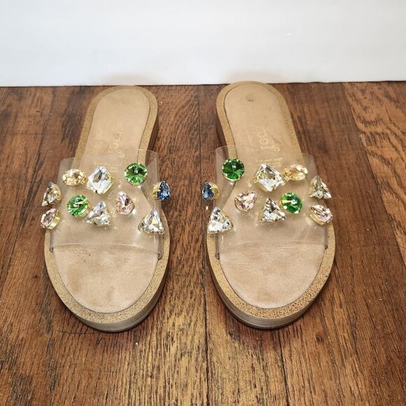 Anthropologie MAYPOL Gemstone PVC Clear Plexi Slides - Picture 2 of 10